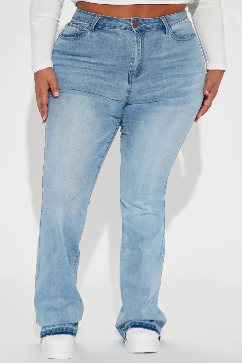 Rumors High Rise Release Hem Flare Jeans - Medium Wash