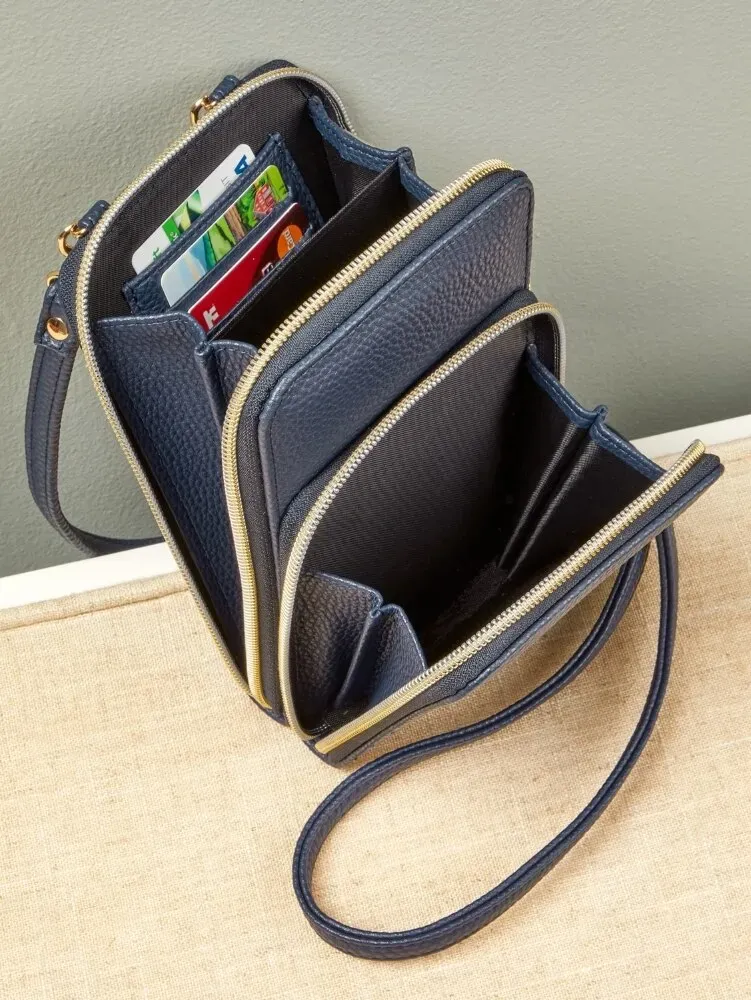 Women's Vertical RFID-Blocking Crossbody Bag