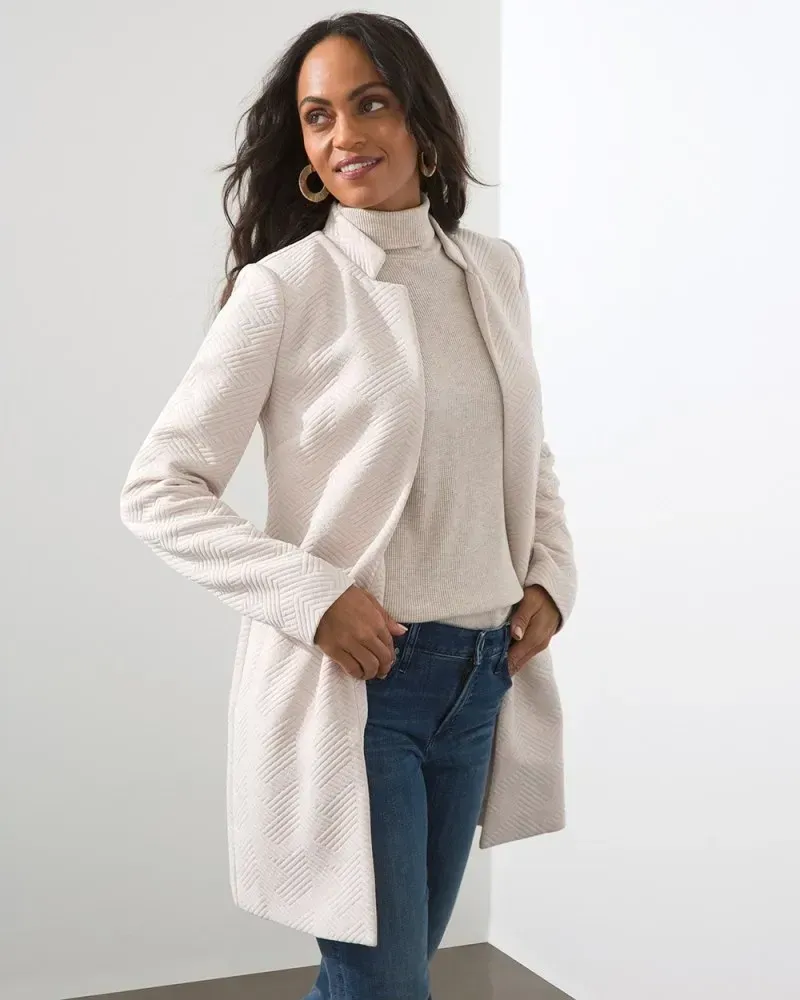 Chevron Jacquard Boyfriend Blazer Shortbread