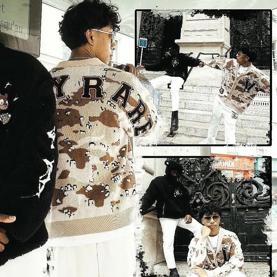 Beige Sweater Renaissance Street Wear Fashion Printing Seasonal Trend Special Design