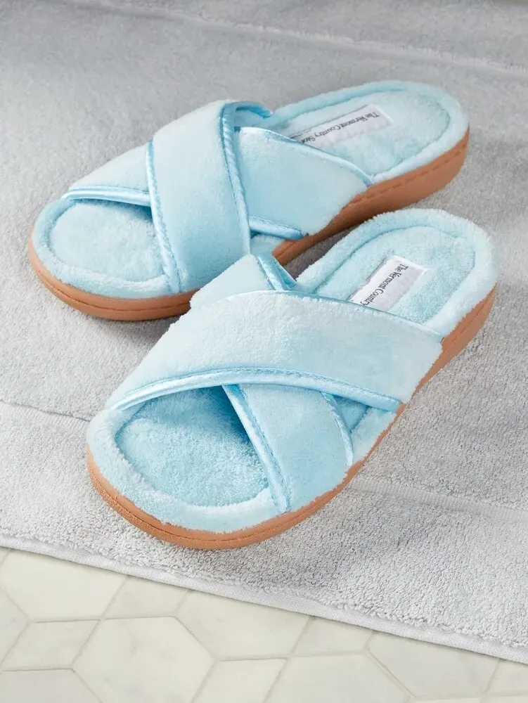 Women's Cross-Strap Terry Slide Slippers
