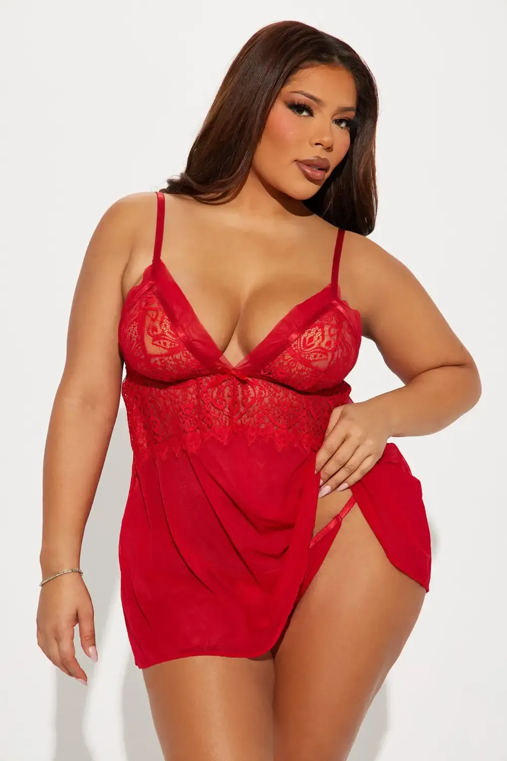 Way To Your Heart Lace Babydoll - Red