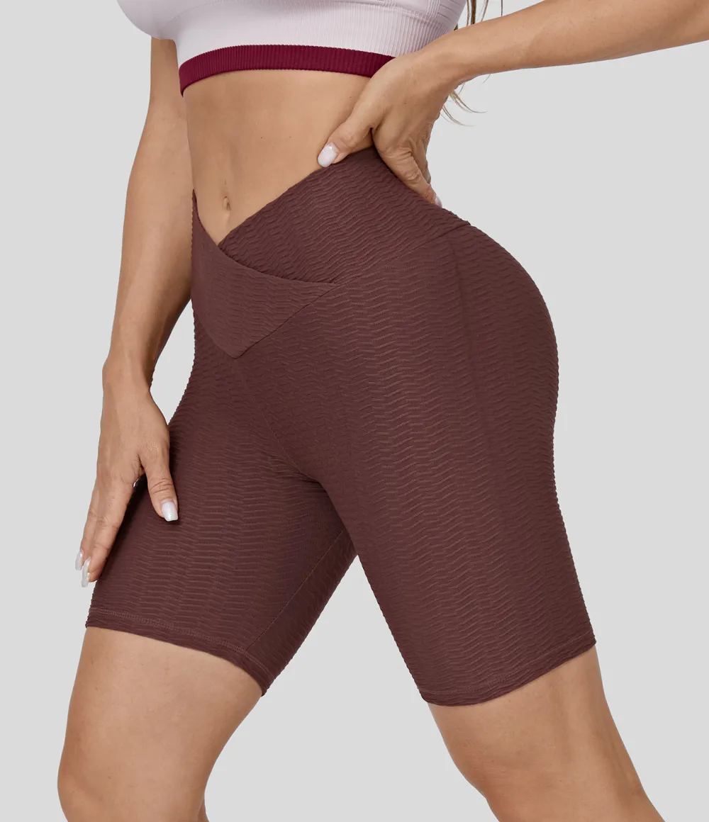 Seamless Flow High Waisted Crossover Butt Lifting Yoga Biker Shorts 5''