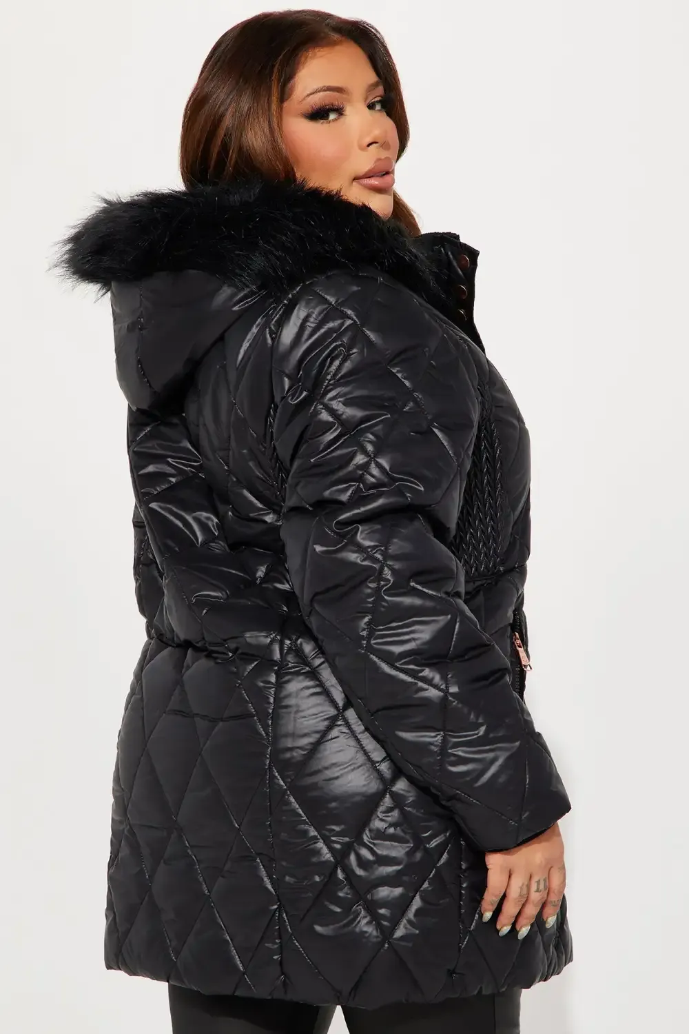 Snow Day Quilted Puffer Jacket - Black