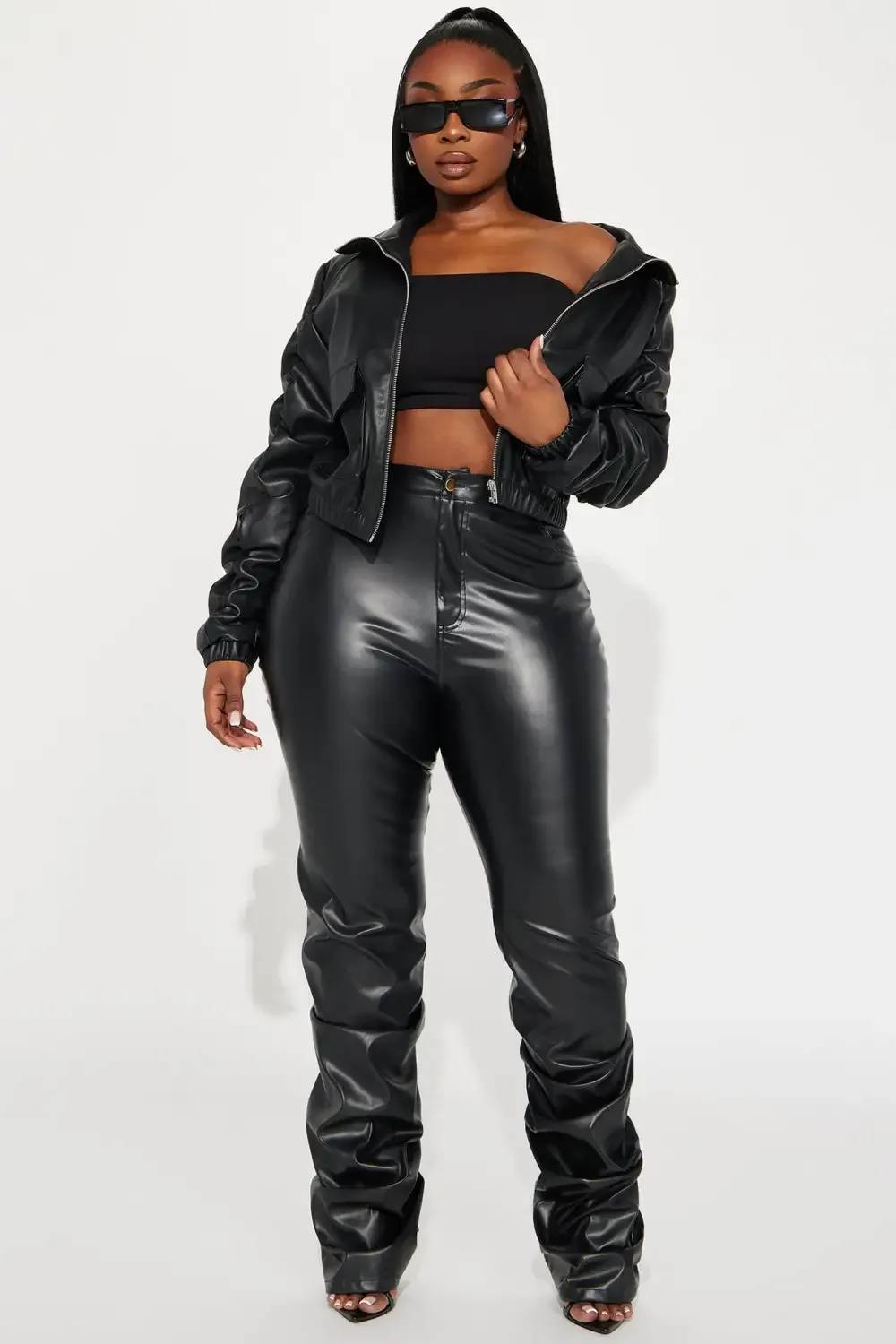 Got A Lot Of Attitude Faux Leather Jacket - Black