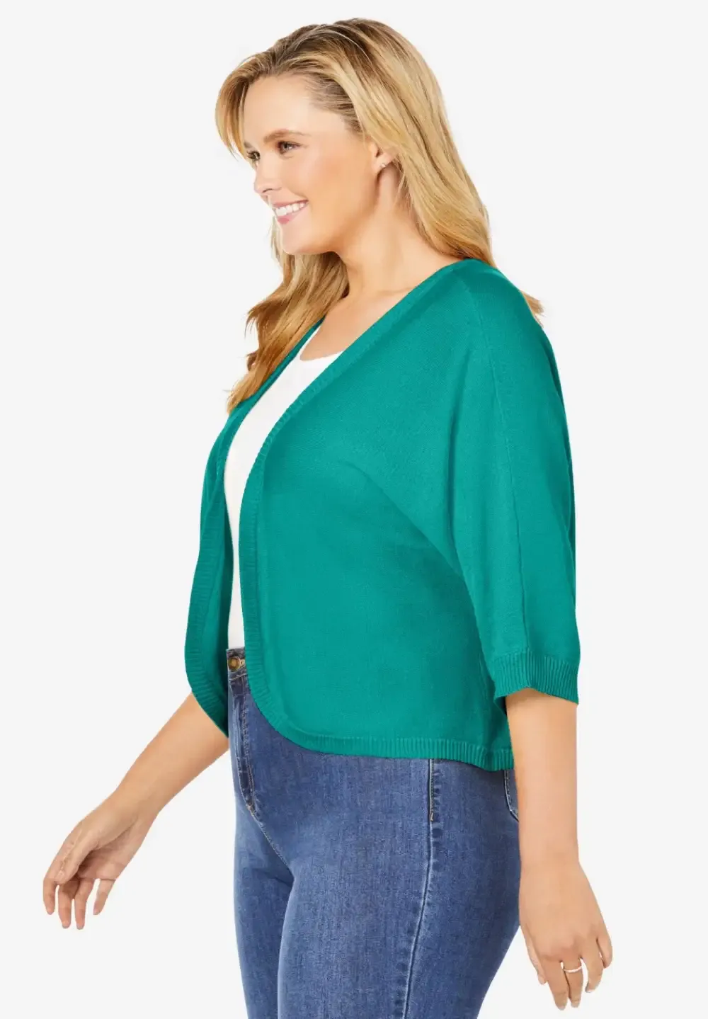 Rib Trim Cardigan Shrug