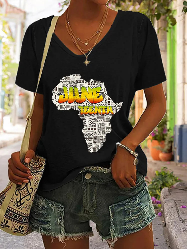 Women'S Juneteenth V-Neck T-Shirt