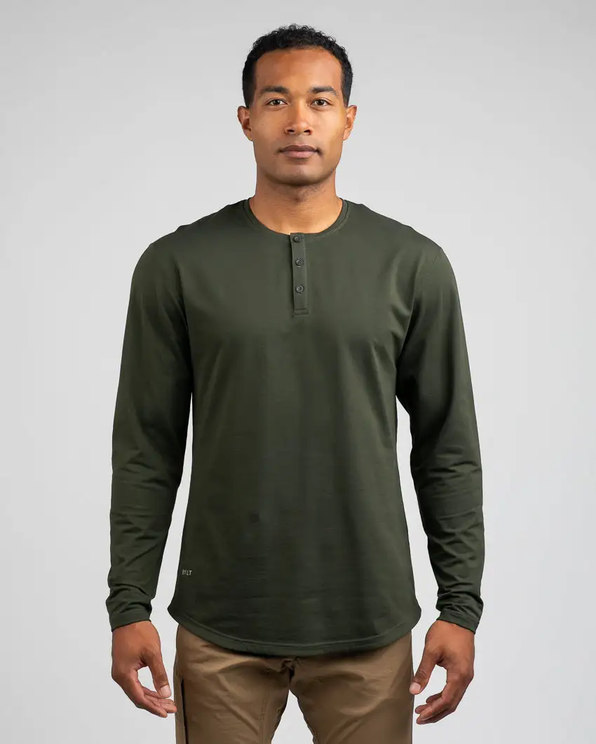 Henley Drop-Cut Long Sleeve: Lux