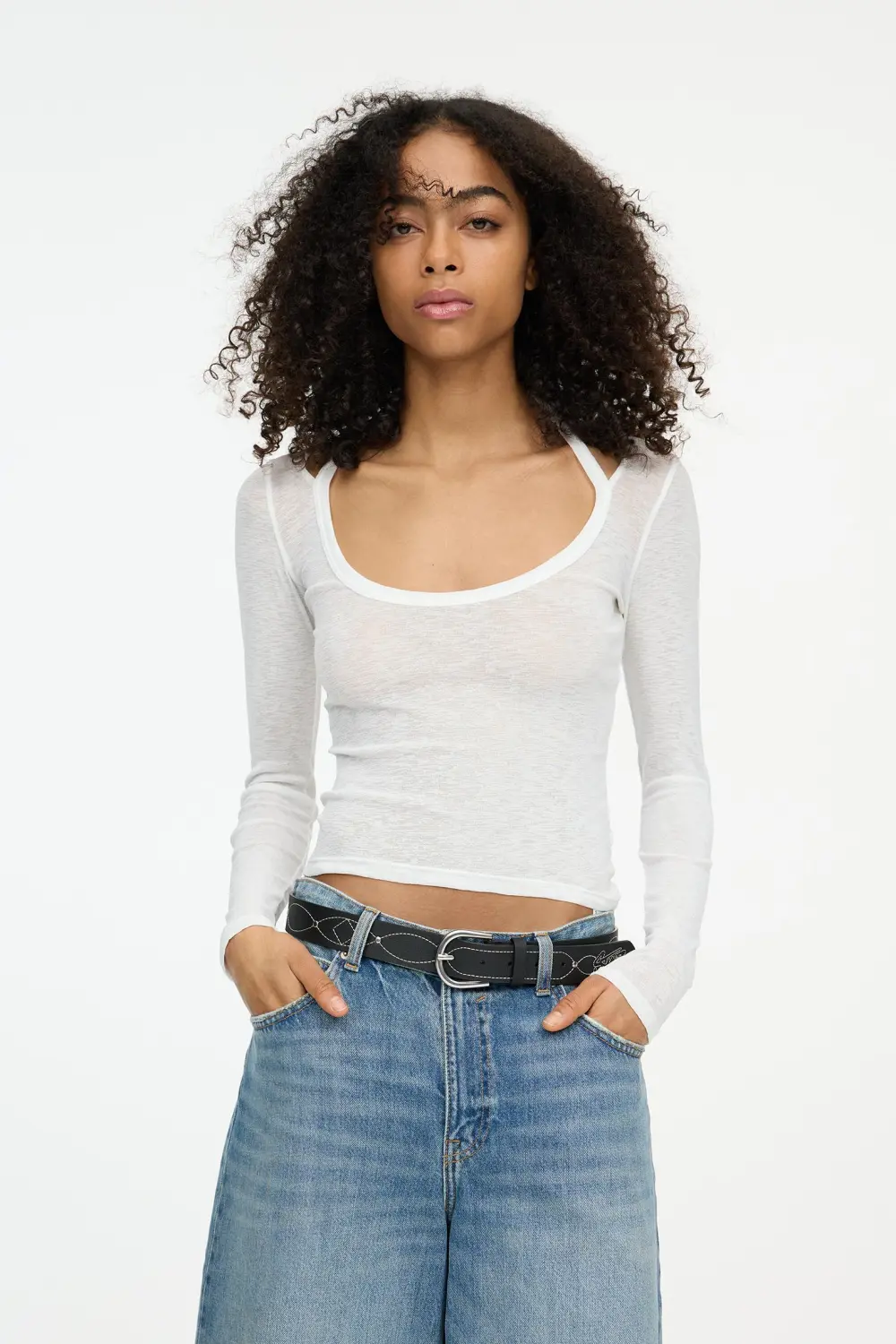 Double long sleeve strappy top