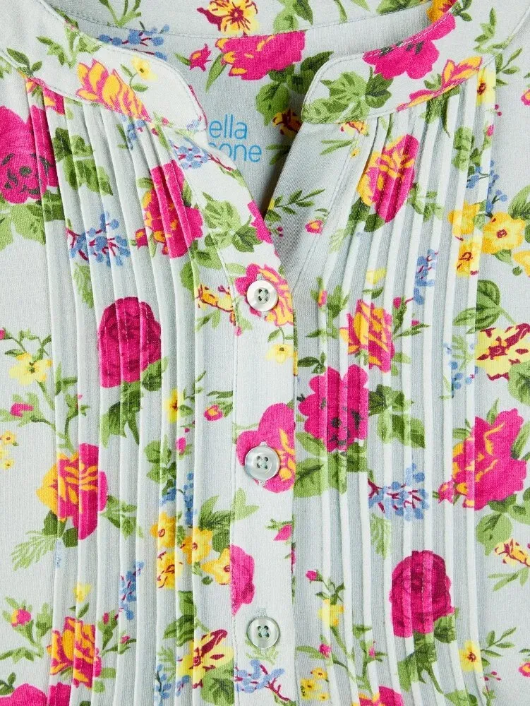 Ella Simone Soft Knit Floral Pintuck Cotton and Modal Tunic