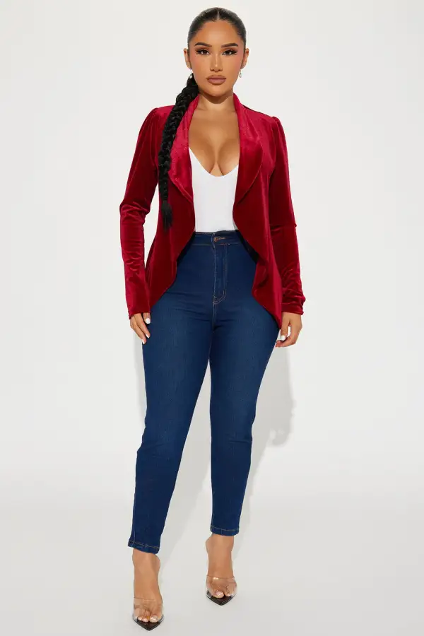 Meet And Greet Velvet Blazer - Red
