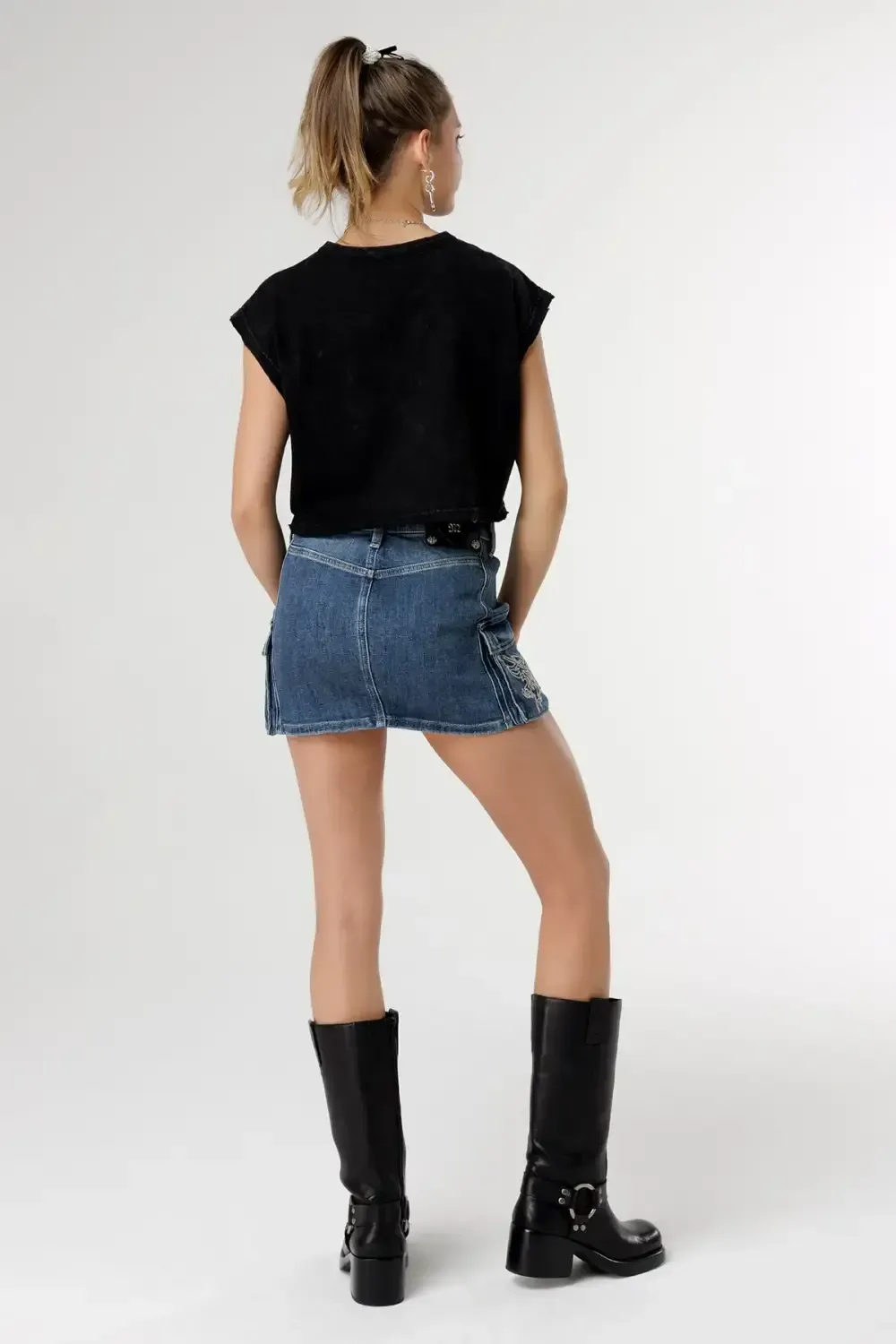 Gothic Flutter Cargo Mini Skirt