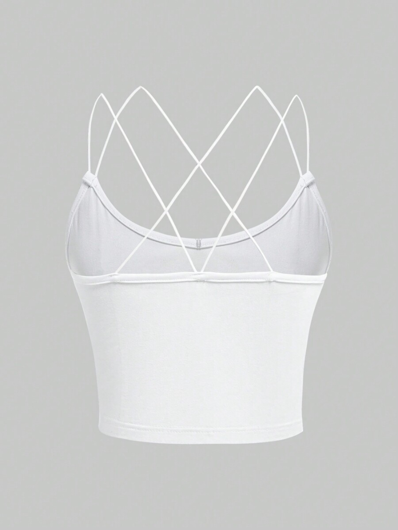2pcs Solid Color Basic Slim Fit Women'S Camisole Tank Top, Versatile