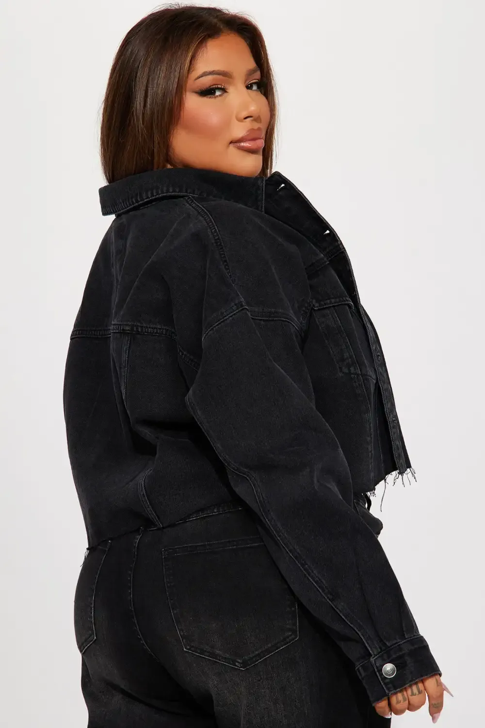 No Nonsense Detachable Hood Denim Jacket - Black Wash