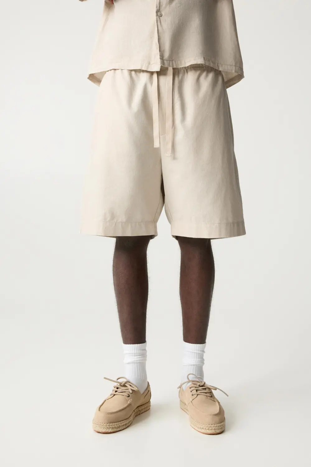 Linen blend jogger Bermuda shorts