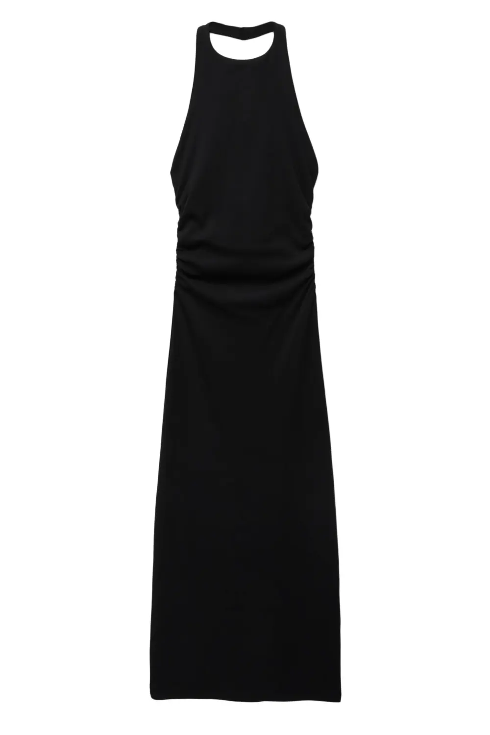 Vestido midi halter frunces