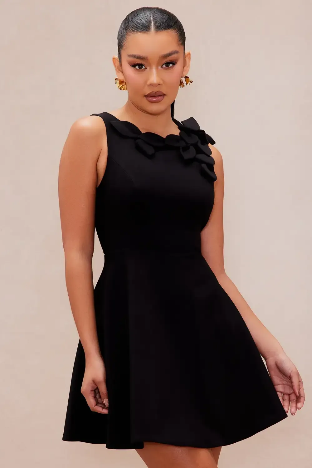 Nalani Embroidered Mini Dress - Black