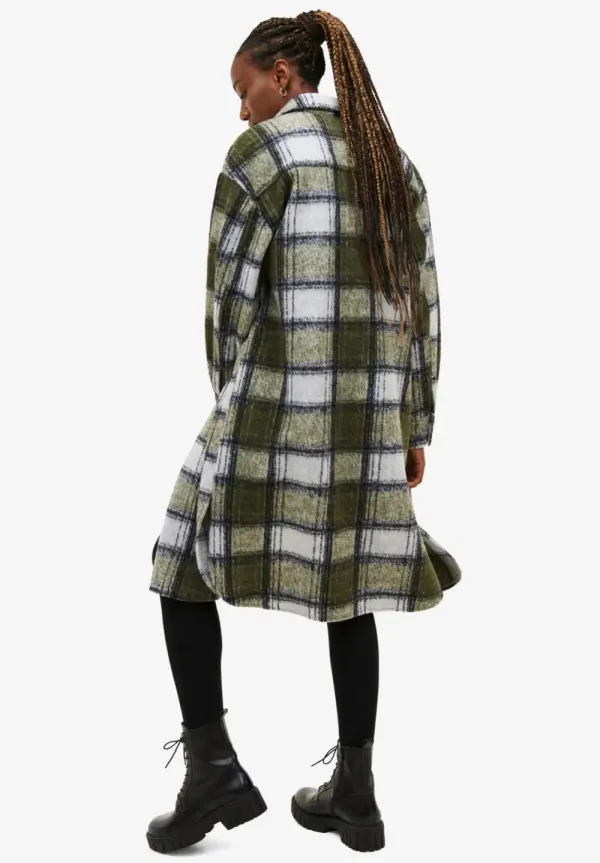 Wool Blend Long Shirt Jacket