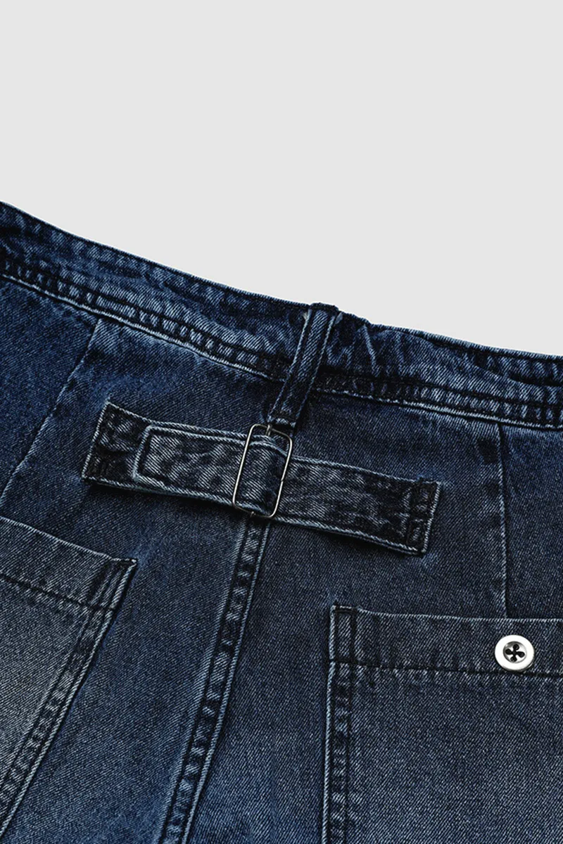 Slant Pocket Mid Waist Wide Leg Crop Jeans