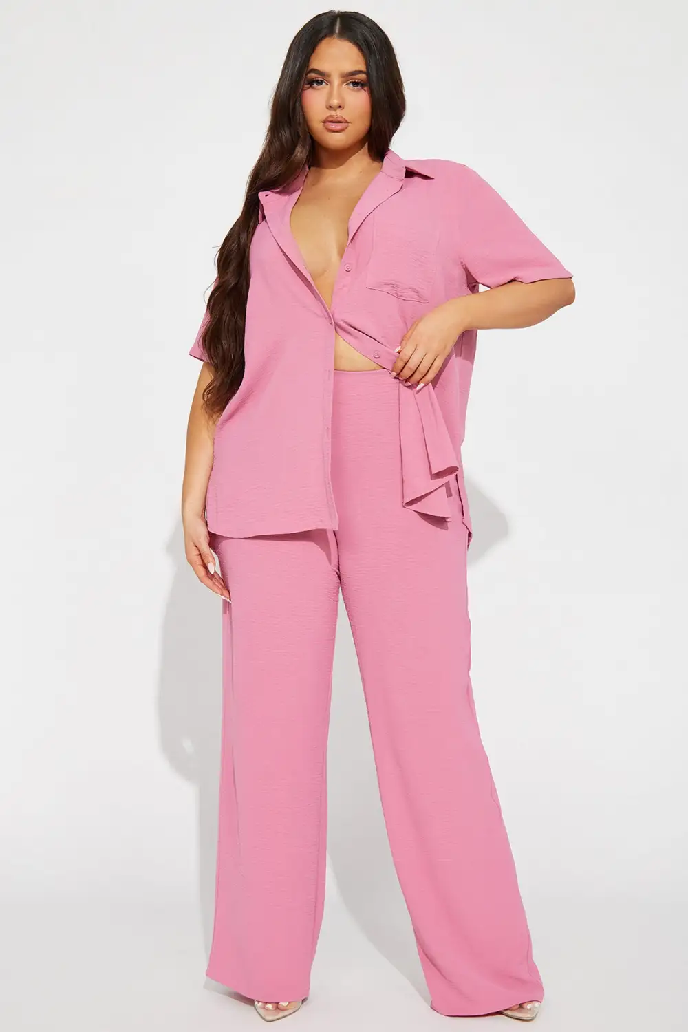 Makenzie Short Sleeve Pant Set - Mauve