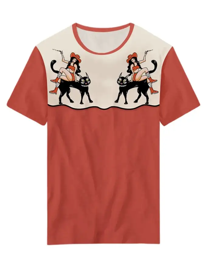 Women's Western Vintage Print Casual T-shirt