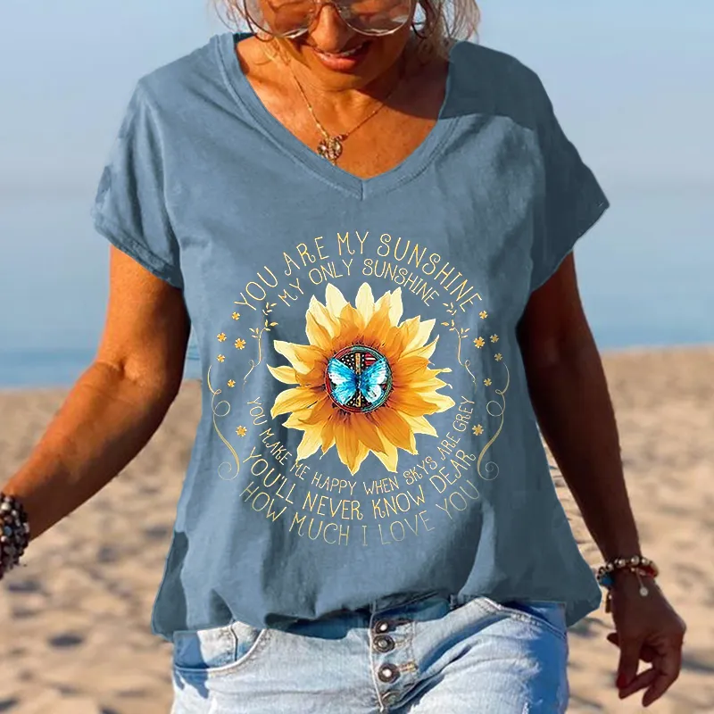 You Are My Sunshine Sunflower Butterfly Graphic Tees