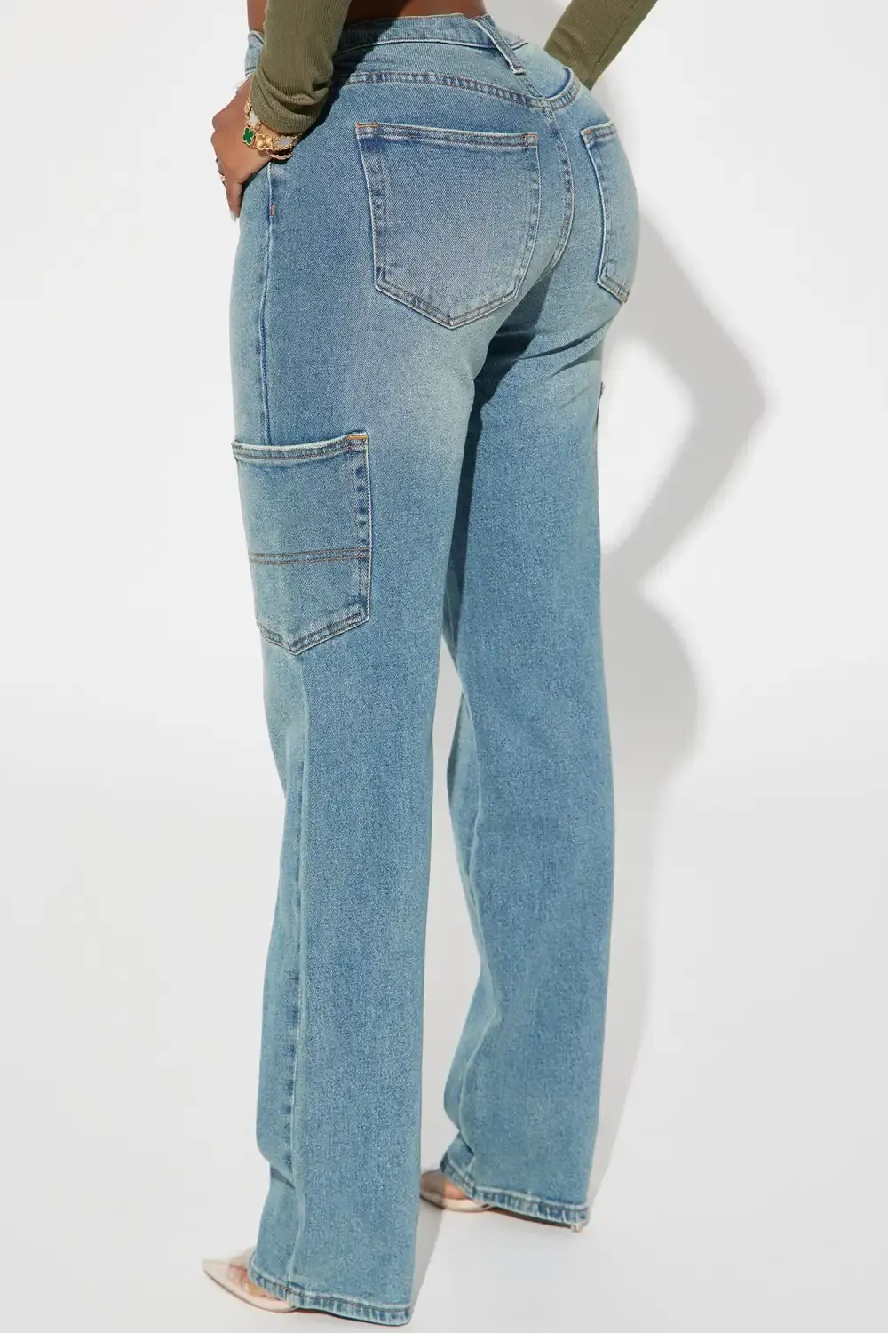 Swear By It Straight Leg Utility Jeans - Medium Wash