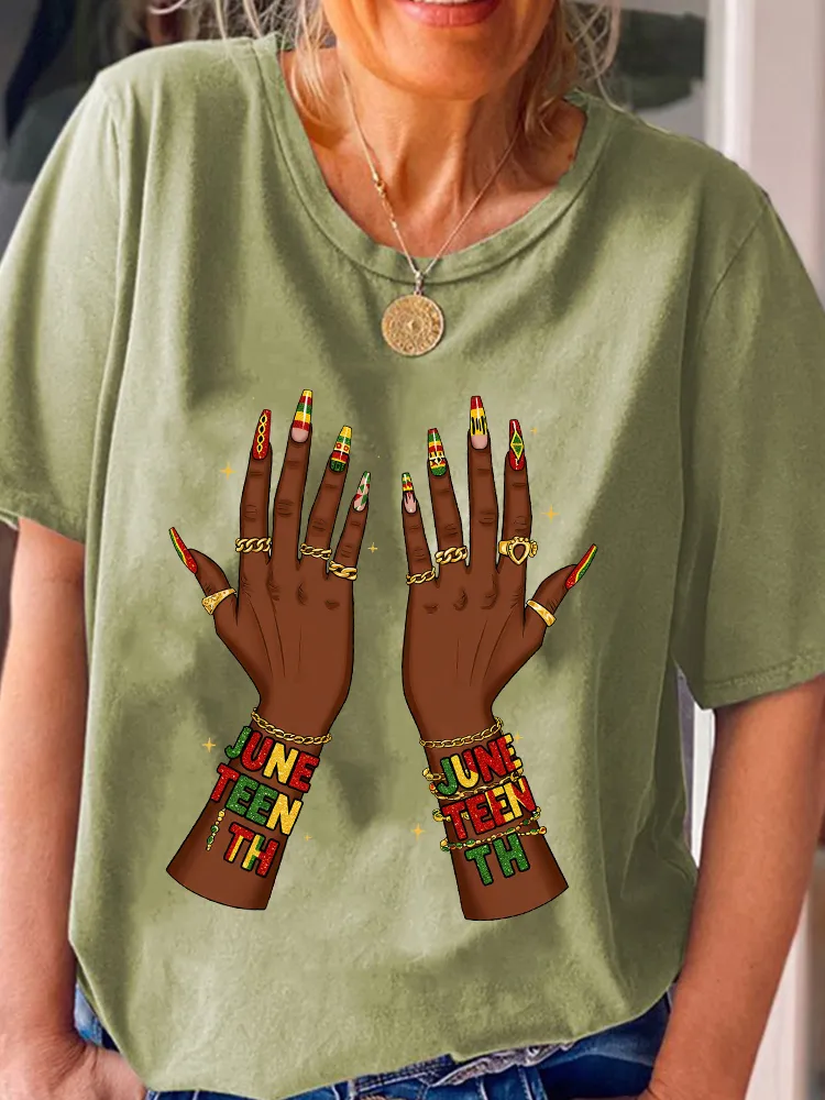 Women'S Juenteenth Round-Neck Short-Sleeved T-Shirt