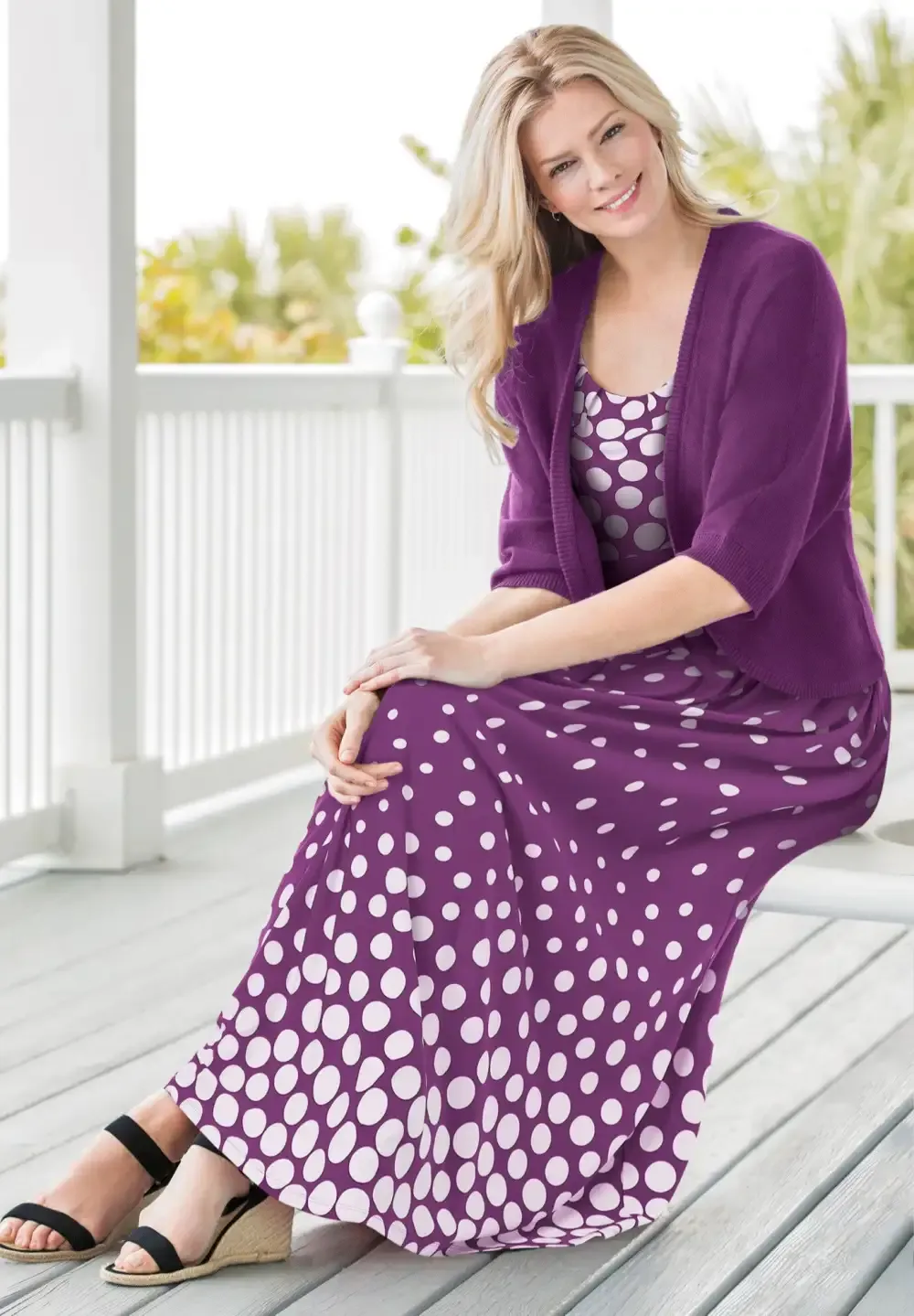 Banded-Waist Print Maxi Dress