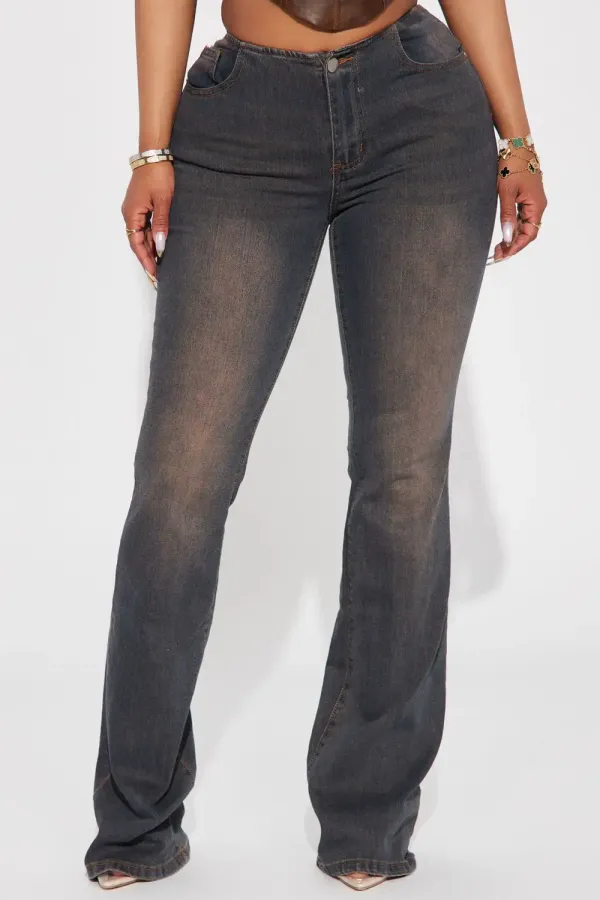 Friends Forever Tinted Stretch Flare Jeans - Dark Wash