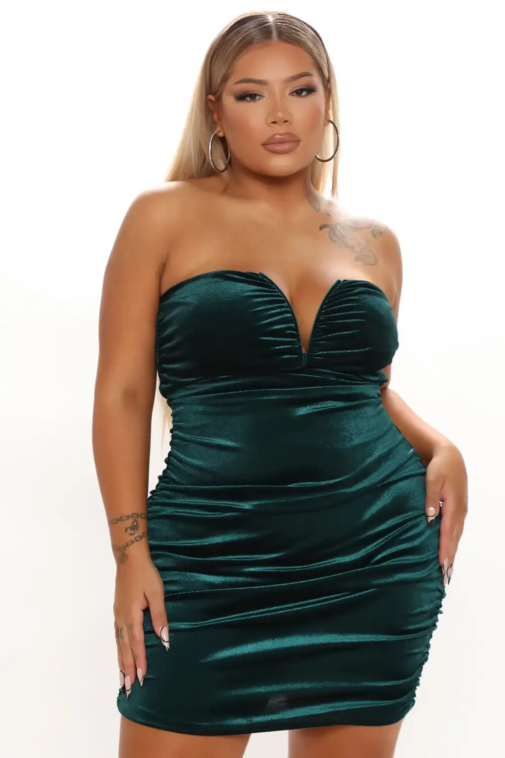 Bad Reputation Velvet Mini Dress  - Hunter