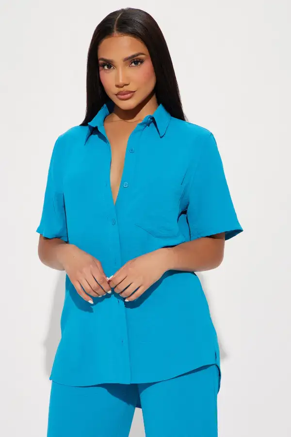 Makenzie Short Sleeve Pant Set - Turquoise