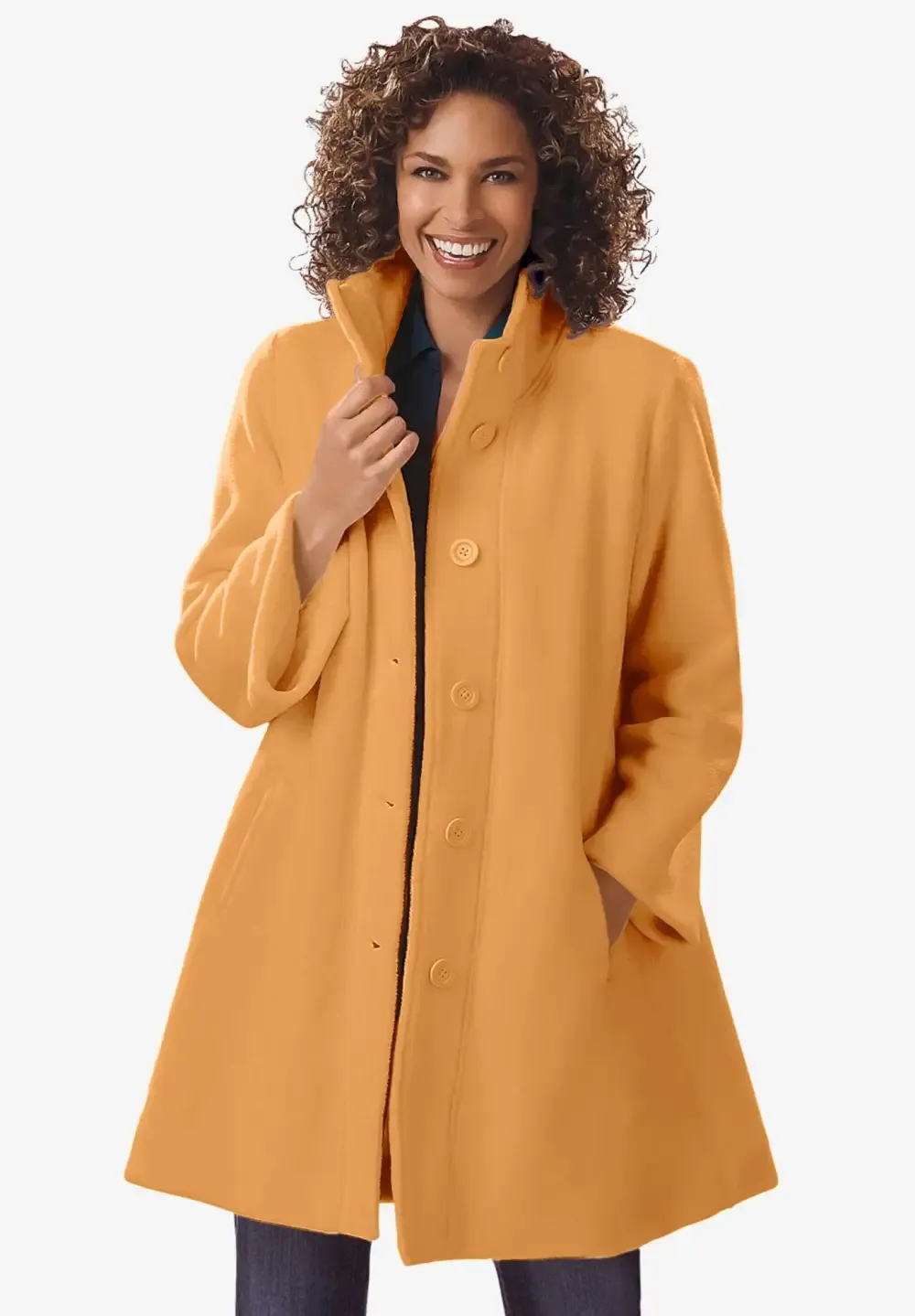Fleece Swing Funnel-Neck Coat