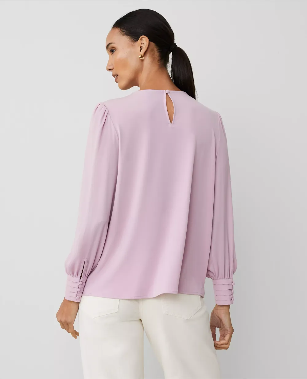Mixed Media Pleated Cuff Top