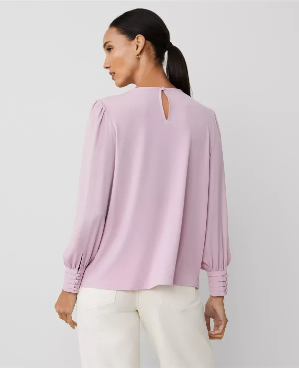 Mixed Media Pleated Cuff Top
