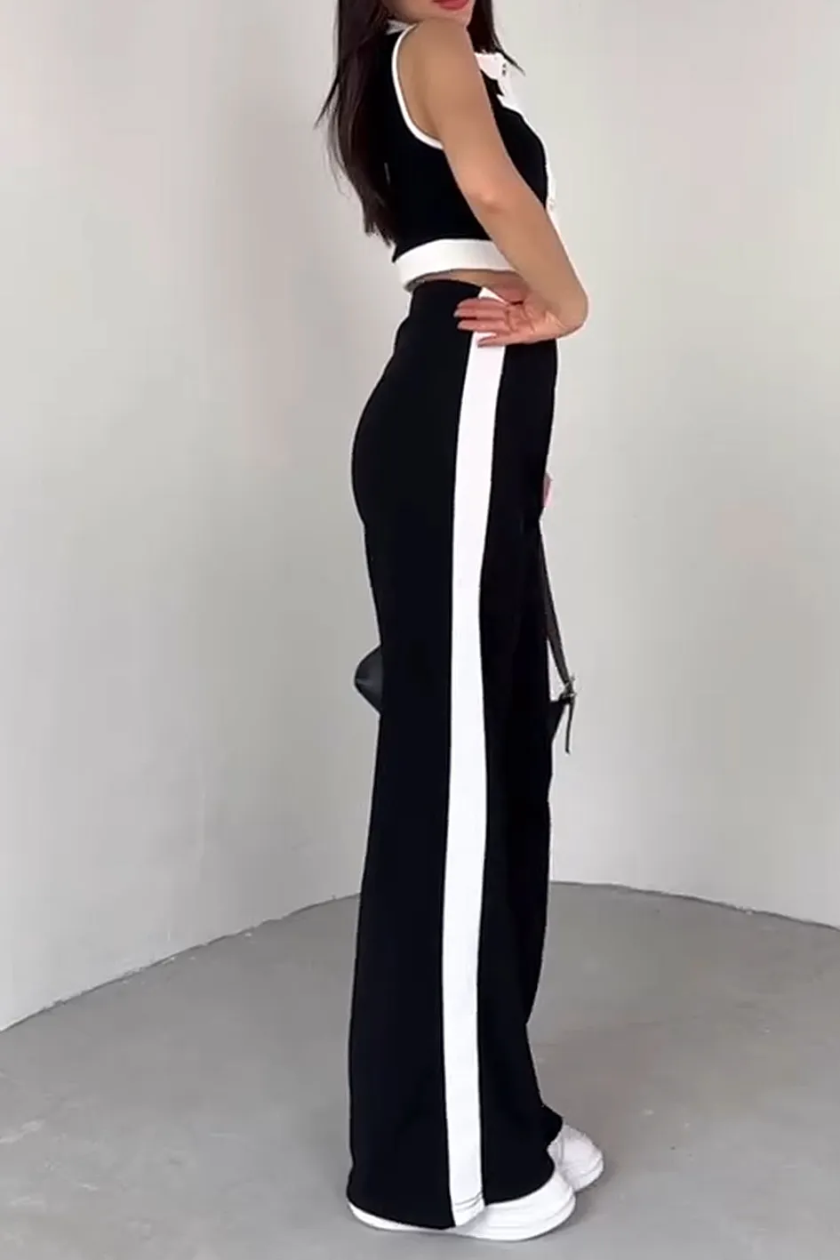 Women'S Contrasting Vest And Pants 2-Piece Set