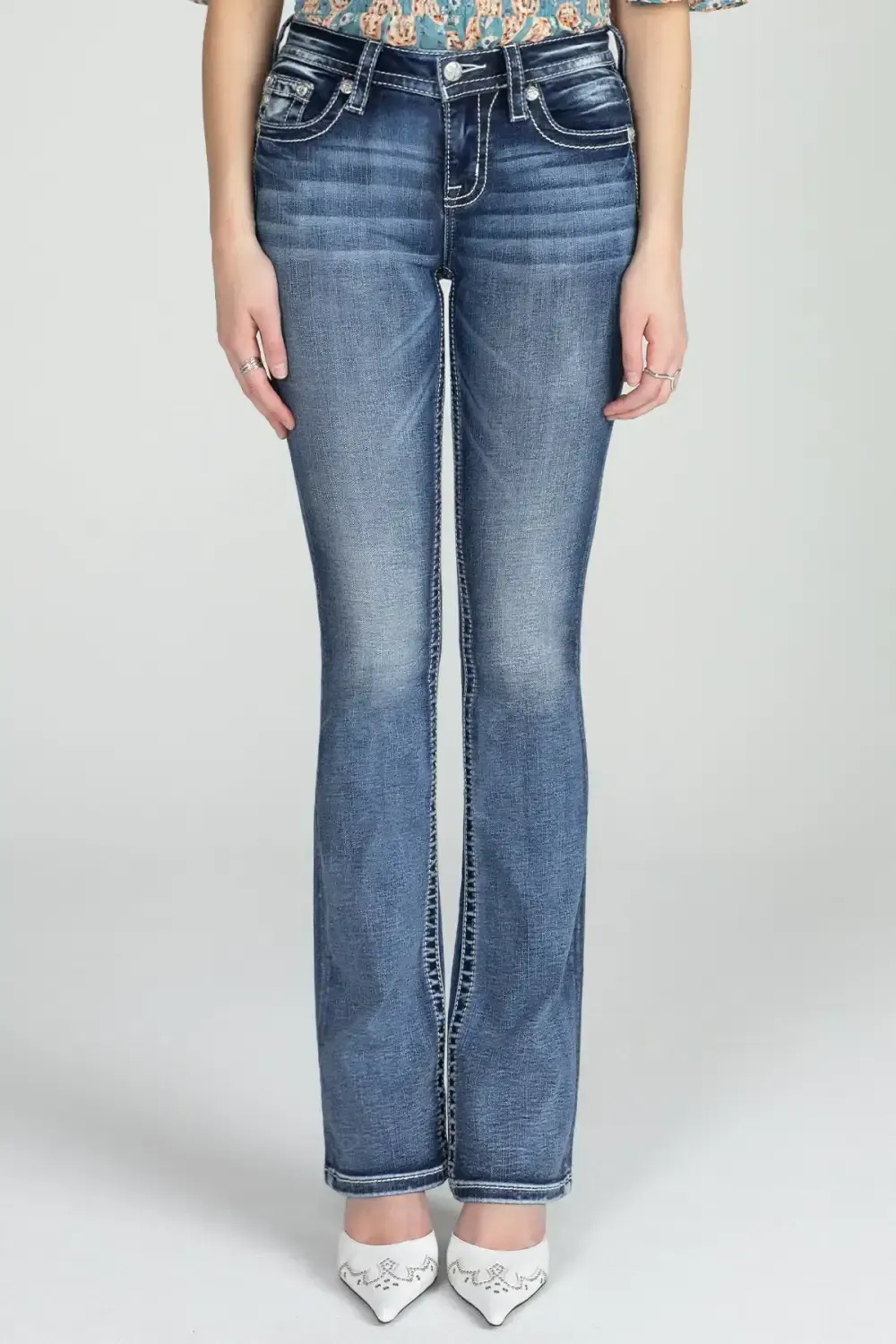 Baby Blue Wing Flap Bootcut Denim