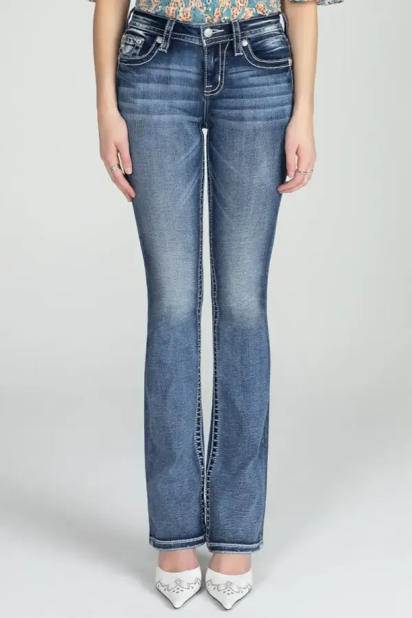 Baby Blue Wing Flap Bootcut Denim