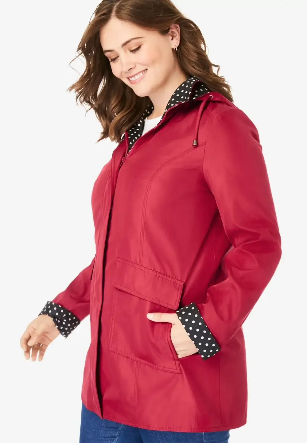 Dot Trim Raincoat