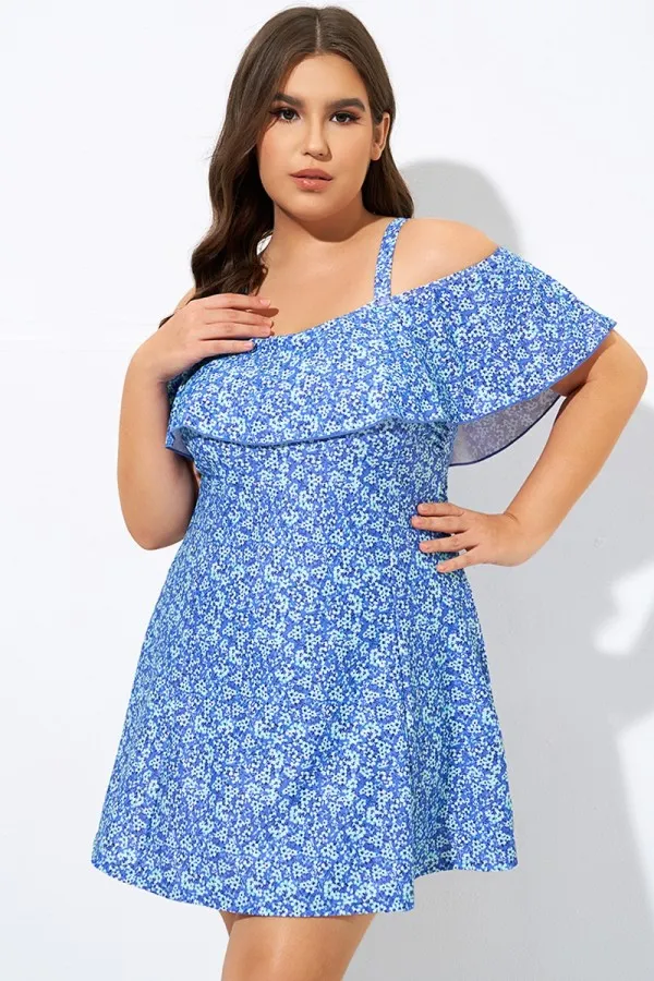 Solid Black Adjustable Straps Women Swimdress