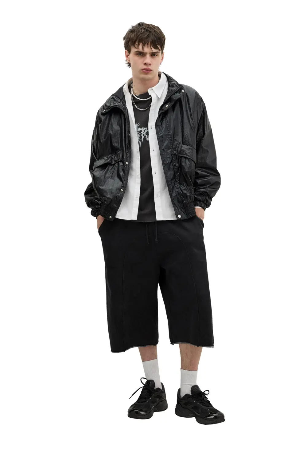 Frayed hem tracksuit Bermuda shorts