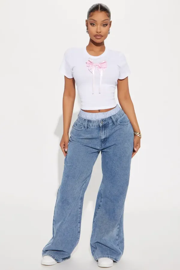 Your Perfect Bow Baby Tee - White