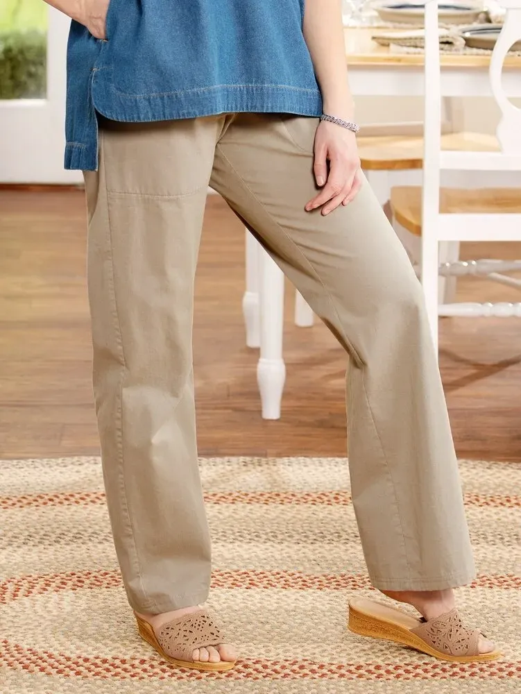 Women's Garment-Washed Twill Pants