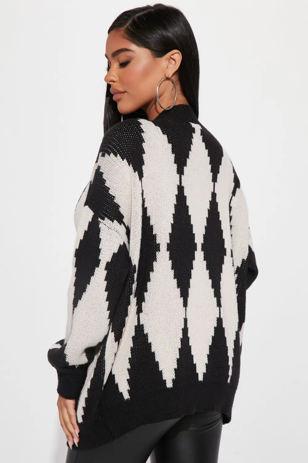 Masquerade Diamond Jacquard Cardigan - Black/combo