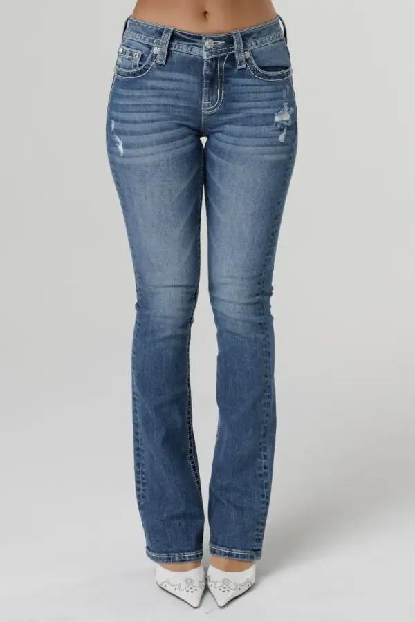 Glistening Cross Bootcut Jeans