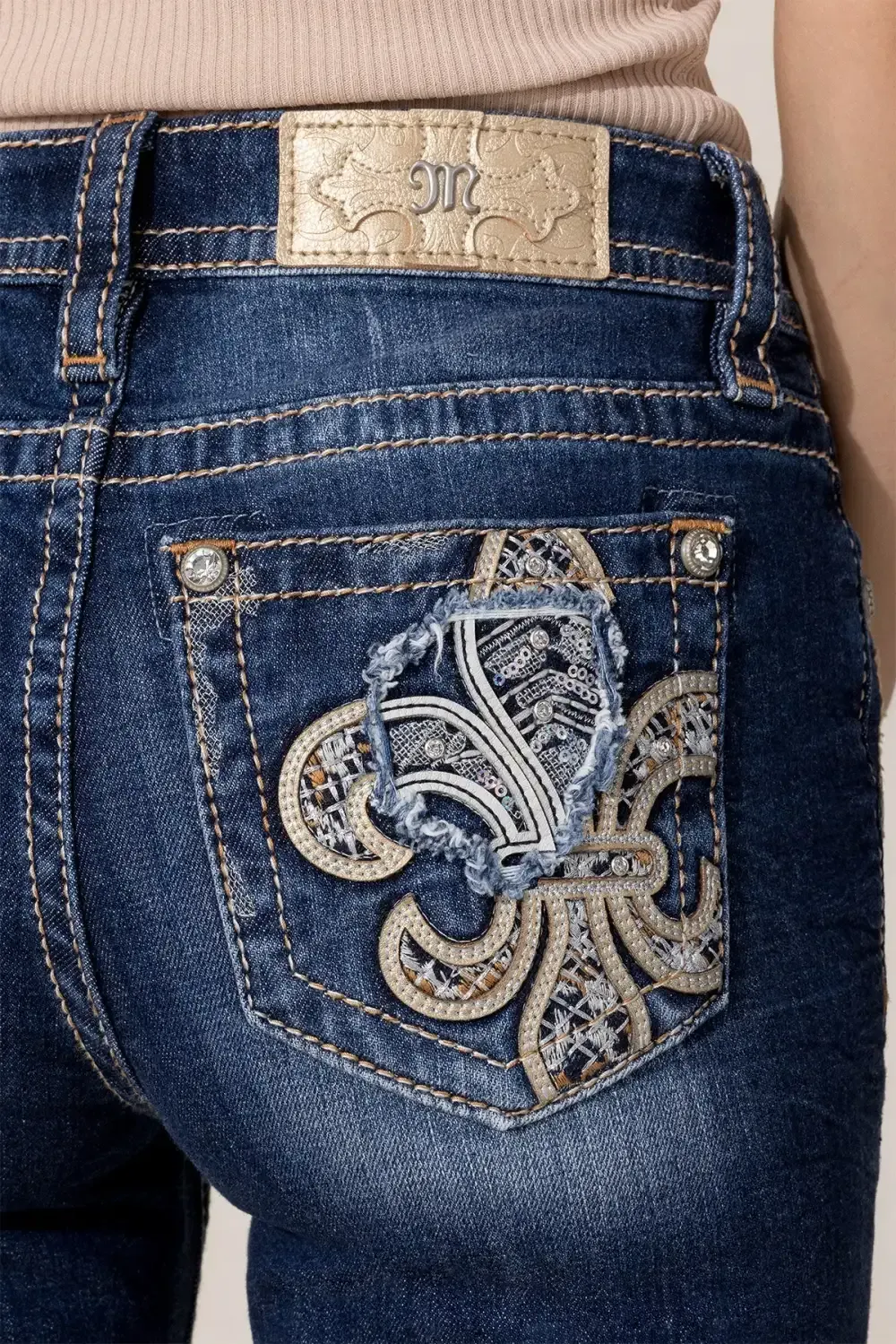 Crystal Fleur De Lis Bootcut Jeans