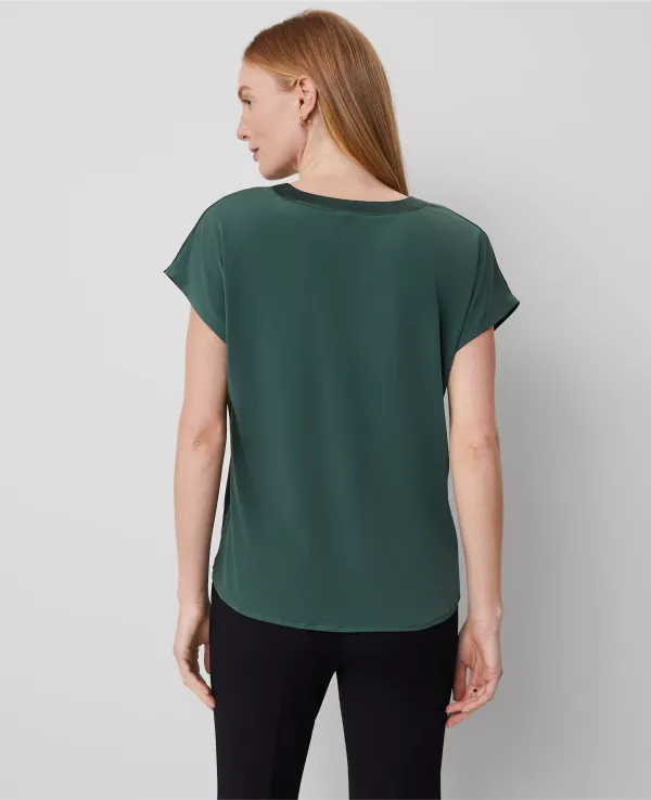 Mixed Media Pleat Front Top