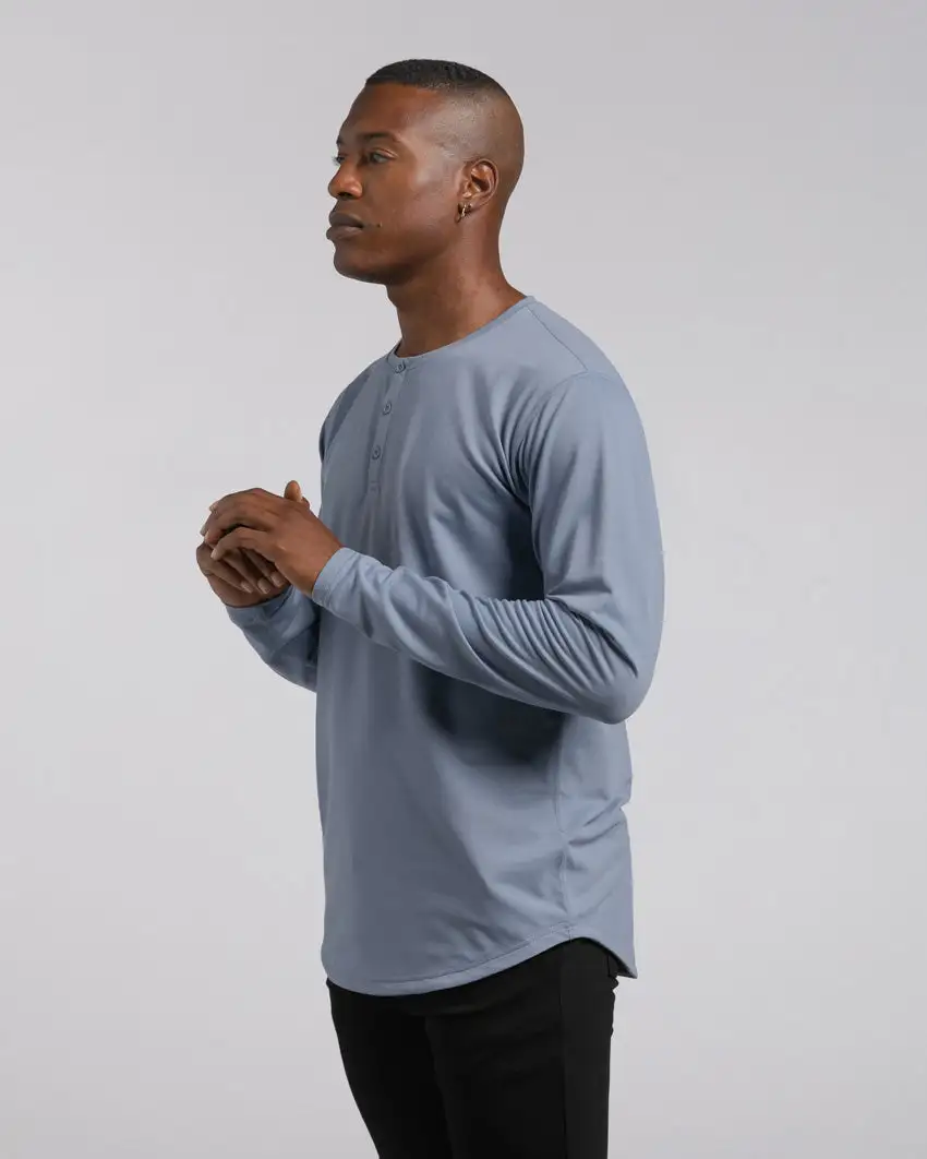 Henley Drop-Cut Long Sleeve: Lux
