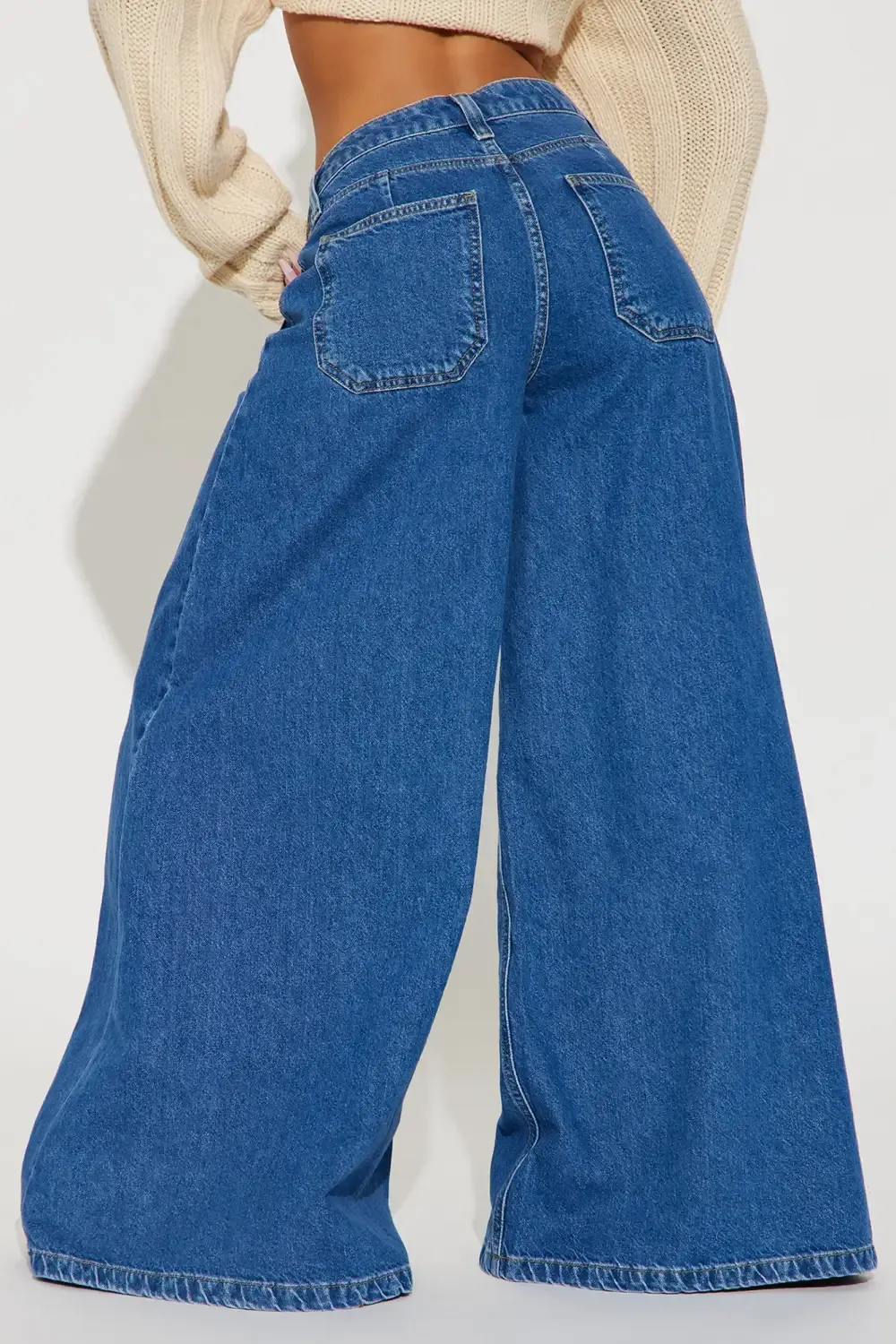 Full Stop Palazzo Jeans - Medium Wash