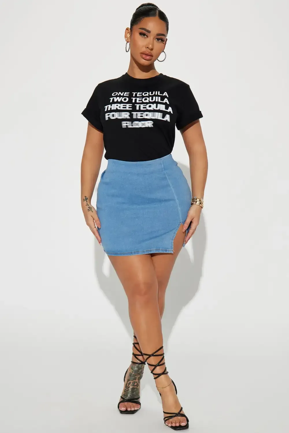 Too Many Shots Short Sleeve Top - Black
